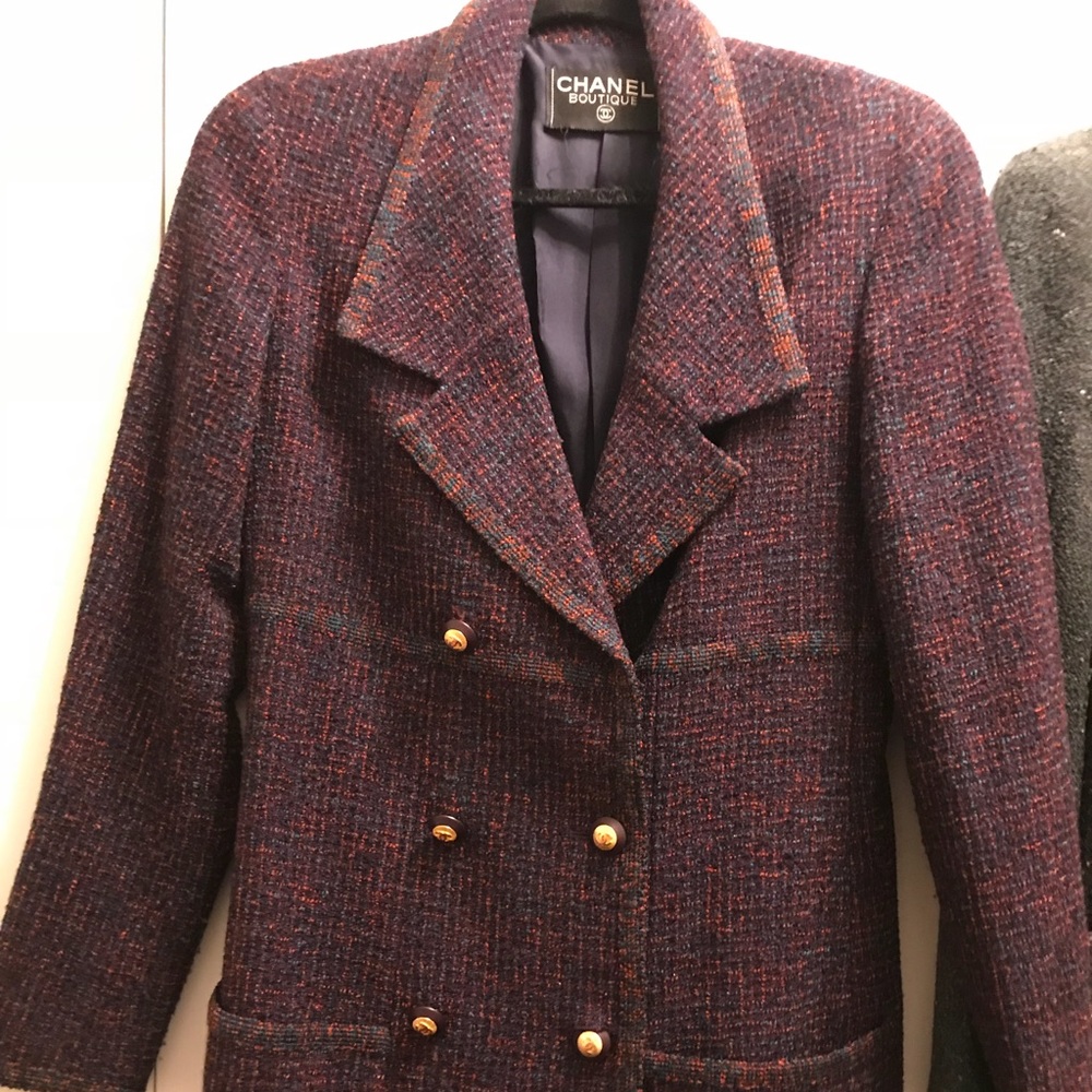 AUTHENTIC CHANEL PURPLE KNIT BUTTONED BLAZER